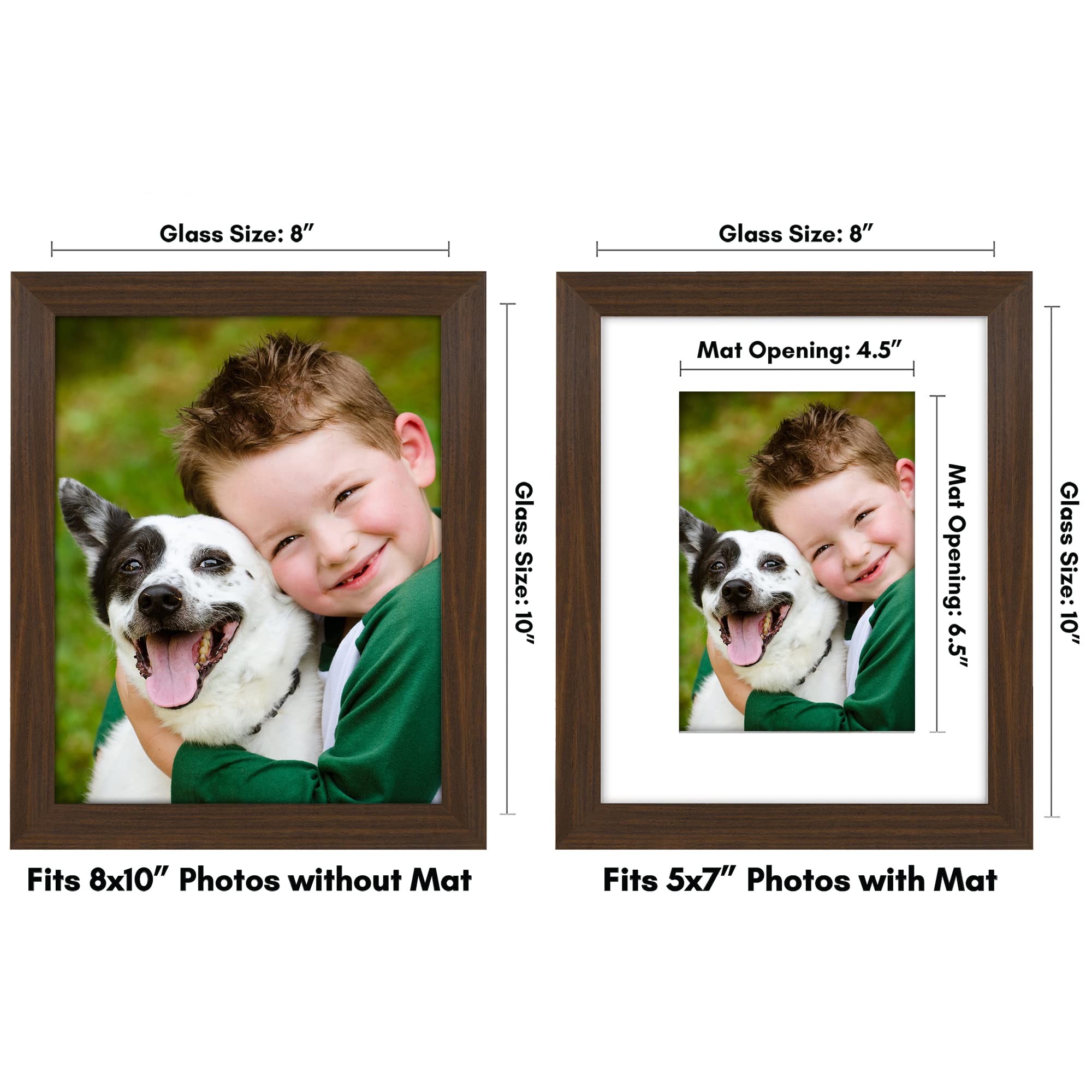 Americanflat 8x10 Picture Frame with Shatter-Resistant Glass - Use as 5x7 Frame with Mat or Display 8x10 Photo Without Mat - Sig